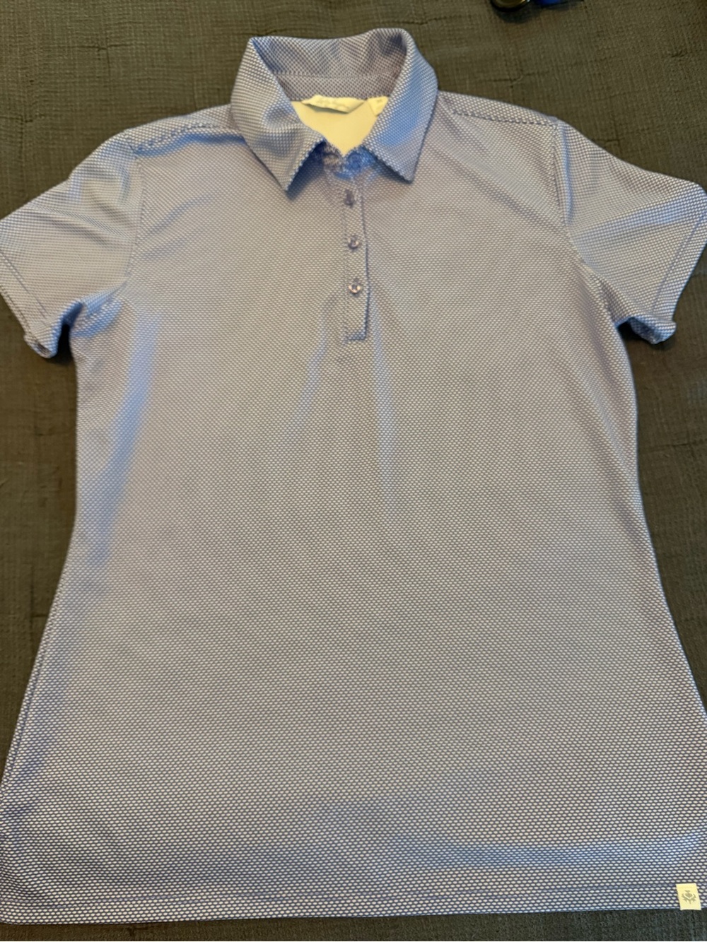 Women’s collared shirt.  Golf. Blue and white